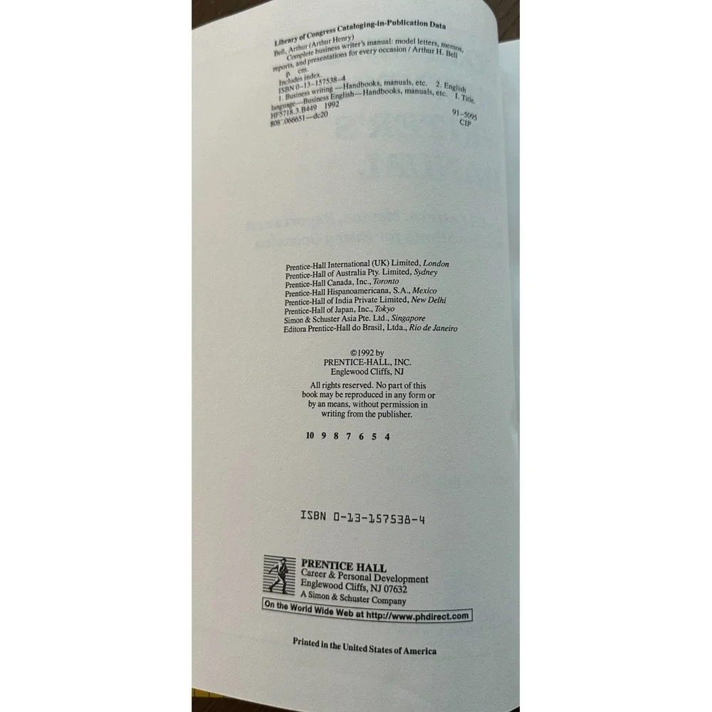 Complete Business Writer's Manual: Model Letters, Memos, Reports, Arthur H. Bell